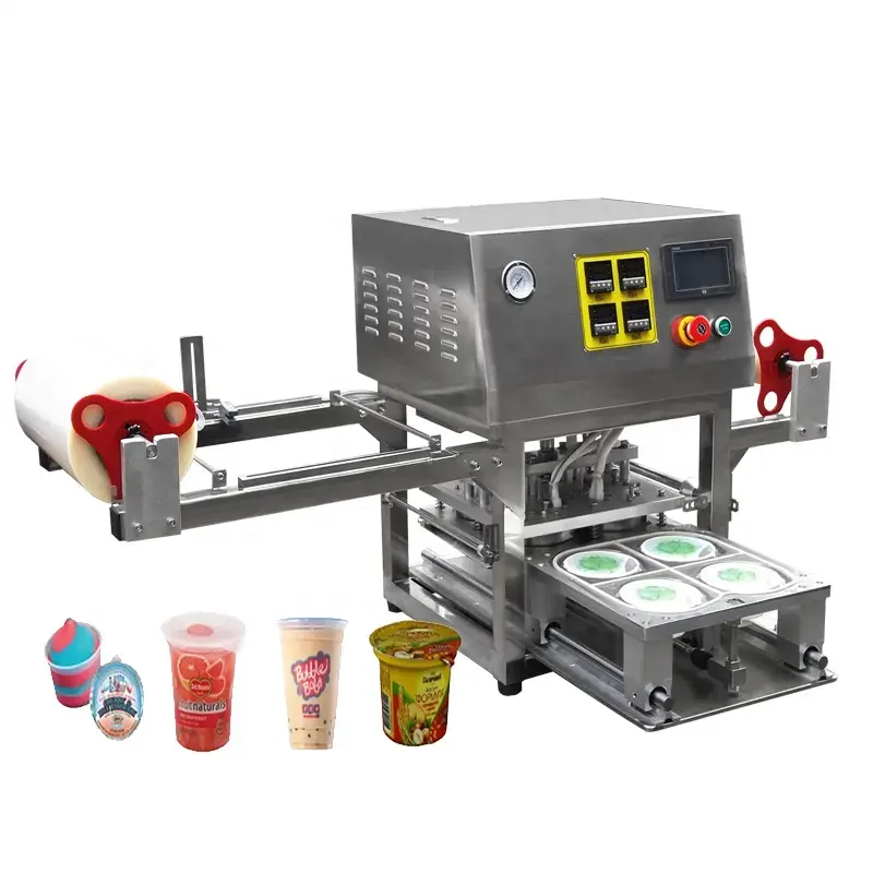 वाणिज्यिक स्वत: 600 कप/घंटे बुलबुला चाय कप बर्फ कॉफी पीने दही रस पन्नी प्लास्टिक सील मशीन बिक्री के लिए