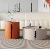 Table basse convertible FlexHabitr moderne blanche et orange, meubles Foshan pour salle à manger, fabriquée en pierre