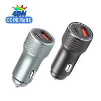 HNT 48W USB C Car Charger Adapter PD QC 3.0 Dual Port Pengisi Daya Cepat Colokan Pemantik Rokok untuk iPhone 17 16 15 Pro Max