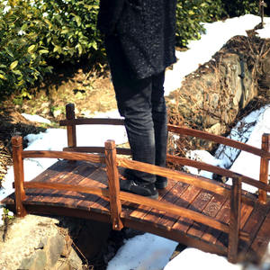 <span class=keywords><strong>Pont</strong></span> de <span class=keywords><strong>jardin</strong></span> en bois carbonisé avec double balustrade - Passerelle décorative extérieure pour bassin de <span class=keywords><strong>jardin</strong></span> et aménagement paysager - Product Image 5