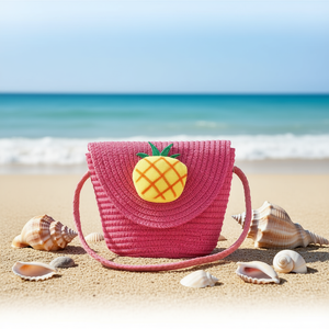 Borsa Ananas 13x10x7cm Rosa in Paglia, Borsa Estiva da Spiaggia - Product Image 3