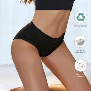 Bamboo Fiber Menstrual Underwear Large Size Women's <strong>Mid</strong> Waist Four <strong>Layer</strong> Thick Anti Leakage Menstrual Underwear Wholesale - Product Image 2
