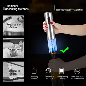 Abridor de vino eléctrico, sacacorchos eléctrico automático recargable para botellas de vino con cortador de papel de aluminio - Product Image 3