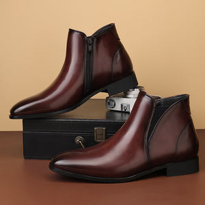 Bottes de créateur pour hommes, rehaussantes, à semelle épaisse, formelles, à enfiler, bottines de mode - Product Image 2