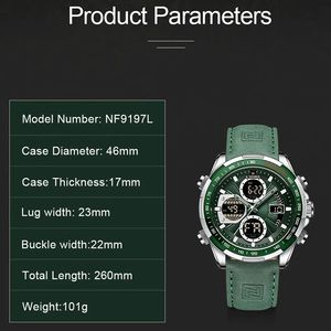 Relojes de Cuarzo Naviforce 9197 de Lujo, Deportivos, Luminosos, Digitales, Resistentes al Agua, con Alarma y Cronógrafo para Hombre - Product Image 3