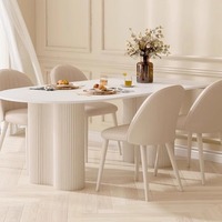 Ensemble de table à manger ovale moderne en ardoise pour 6 chaises, design colonne romaine, écologique et durable, pour la maison et l'hôtellerie