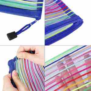 Transparent Colorful Plastic <b>Document</b> Pouch Bag <b>Document</b> <b>Holder</b> Nylon Mesh Zipper Pouch for Students and Exam Makeup Storage Bag - Product Image 3