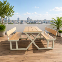 Table intégrée moderne 4 places, imperméable, résistante au soleil, robuste et durable, adaptée à la restauration commerciale et aux usages domestiques