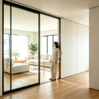 Porte coulissante en aluminium à rupture de pont thermique, sur mesure, pour terrasse, idéale pour la construction de maisons résidentielles neuves