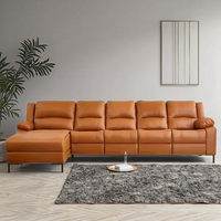 Ensemble canapé convertible électrique en cuir moderne et minimaliste en forme de L pour le salon ou l'hôtel.