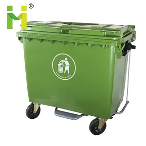 1100L 1200 660 Afvalbak Plastic Prullenbak Recycle Outdoor Afval Grote Vuilnisbakken Met Wielen