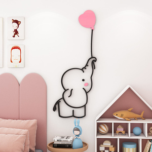 Cartone animato creativo 3D piccolo elefante e giraffa adesivo da parete per la camera dei bambini soggiorno o camera del bambino decorazione della casa - Product Image 1
