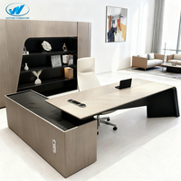 Bureau de direction en bois peint sur mesure de luxe moderne en forme de L pour le bureau du patron