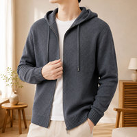 Cardigan zippé à capuche en tricot rayé pour homme – Manteau fin décontracté chic pour le printemps et l'automne – Style navetteur