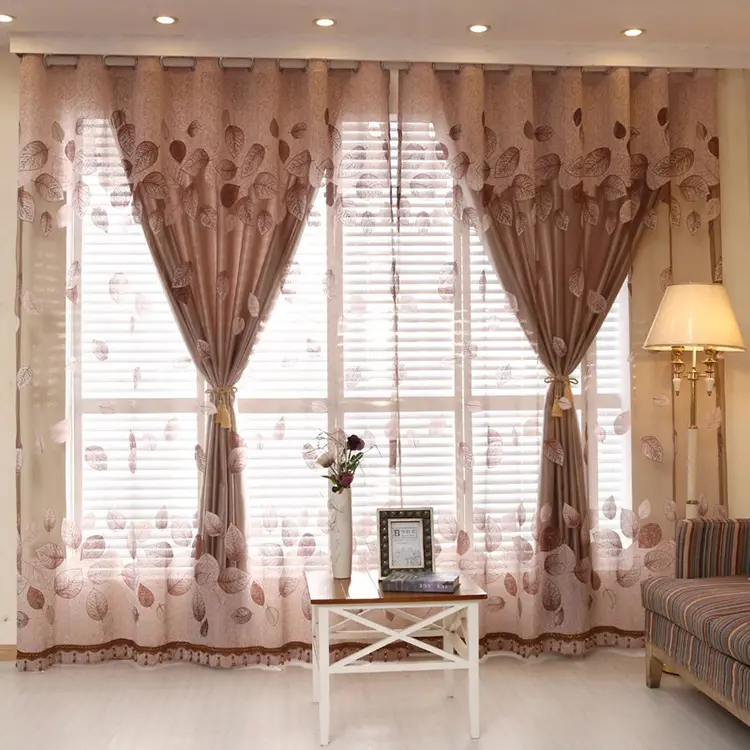 Trang chủ cổ điển phòng khách cửa sổ valance thêu ủng hộ sẵn sàng Jacquard thiết kế Sheer rèm