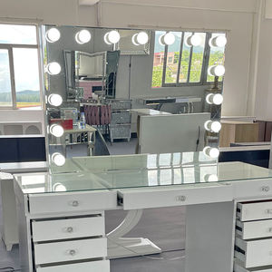 Nhà Máy Bán buôn nhân đôi tủ quần áo Bảng trang điểm <span class=keywords><strong>Vanity</strong></span> với đèn Gương tủ quần áo bàn trang điểm với gương và ngăn kéo - Product Image 2