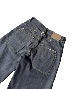 <span class=keywords><strong>Jeans</strong></span> da <span class=keywords><strong>Uomo</strong></span> in Denim Grezzo di Cotone, Indigo Non Lavato, <span class=keywords><strong>Gamba</strong></span> <span class=keywords><strong>Larga</strong></span>, Chiusura a Bottoni, Stile Baggy Streetwear Vintage - Product Image 5
