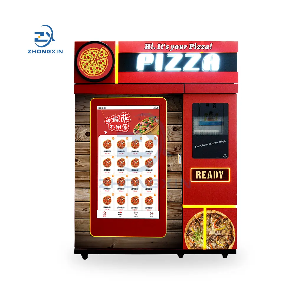 Mesin penjual pizza frozen otomatis penuh 2024 mesin pembuat kerucut pizza industri