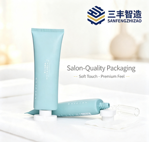 หลอดบรรจุภัณฑ์น้ำมันหอมระเหย BAIZTON สีฟ้าอ่อน ทำจาก LDPE พร้อมฝาเกลียว ผิวด้าน พิมพ์โลโก้ด้วยเทคนิคออฟเซ็ต - Product Image 1