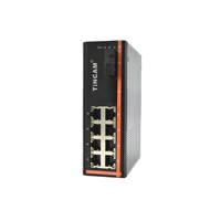 Conmutador Industrial TiNCAM con 8 Puertos Ethernet 10/100/1000 y 1 Puerto Gigabit SC, IP40, DC12~52V, Soporte VLAN de 20 km para Cámaras IP