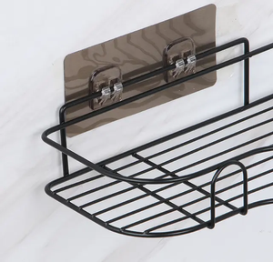 Estantes de pared adhesivos, Juego de 2 estantes flotantes de baño de metal de esquina, estante de cesta organizadora de almacenamiento sin taladrar - Product Image 6