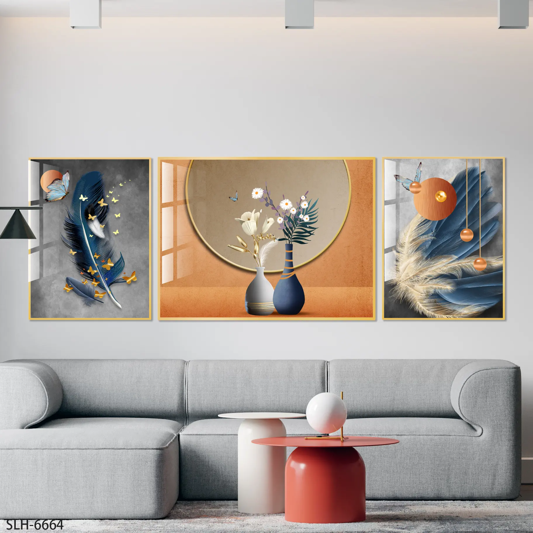 Large Wall Art Triptych Art Paintings Canvas Wall Picture Flower Crystal Porcelain Painting Canvas Painting Wall Art