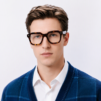 Lunettes anti-lumière bleue carrées classiques unisexes, monture en acétate avec verres AC hautement transparents, toutes occasions pour un usage quotidien