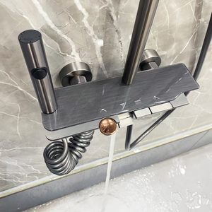 Moderno scaldabagno termostatico a parete in ottone 1/1 lucido Set doccia bagno cromato morbido - Product Image 2