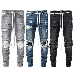 Pantalon <span class=keywords><strong>jean</strong></span> personnalisé de haute qualité dernière conception <span class=keywords><strong>jean</strong></span> skinny stretch déchiré <span class=keywords><strong>jean</strong></span> fuselé à superposition pour hommes - Product Image 1