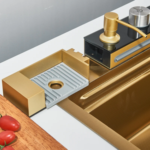 Fregadero <span class=keywords><strong>de</strong></span> cascada <span class=keywords><strong>de</strong></span> acero inoxidable 304 <span class=keywords><strong>de</strong></span> lujo <span class=keywords><strong>de</strong></span> alta calidad dorado, <span class=keywords><strong>llave</strong></span> <span class=keywords><strong>de</strong></span> Piano <span class=keywords><strong>de</strong></span> panal <span class=keywords><strong>de</strong></span> lluvia, fregaderos <span class=keywords><strong>de</strong></span> cocina con pantalla Digital automática - Product Image 3