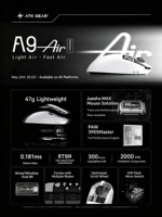 ATK A9 Air Ultimate Plus PAW3955 Master Dual 8K Mouse Gaming Nirkabel Ultra Ringan Tri Mode 2.4G/Kabel Esports FPS PC Gamer