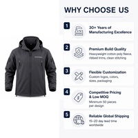 Veste d'hiver unisexe pour moto, fabrication OEM/ODM, 220g, softshell doublé polaire, capuche, col montant, poches zippées, vêtement d'extérieur