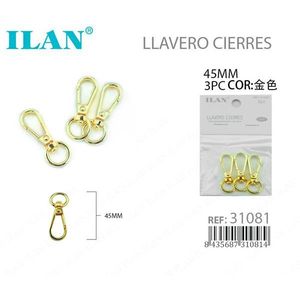 Ganci per Portachiavi Ilan 45mm Placcati in Oro per Uso su Abbigliamento - Product Image 1