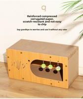 Centre d'activités complet pour chat de grande taille, écologique, durable, en carton, avec 3 jouets suspendus |   Jeu et griffoir tout-en-un