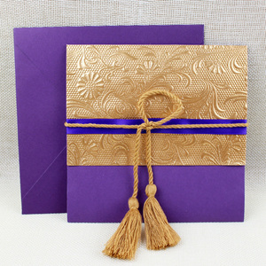 Royal Violet Or Gaufrage Matériel Poche D'<span class=keywords><strong>invitation</strong></span> de <span class=keywords><strong>Mariage</strong></span> - Product Image 6