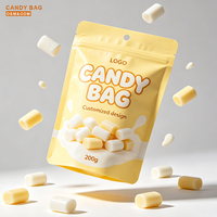Bolsas de Mylar de Grado Alimenticio Premium con Logotipo Personalizado, Bolsas Amarillas con Base para Dulces y Confitería