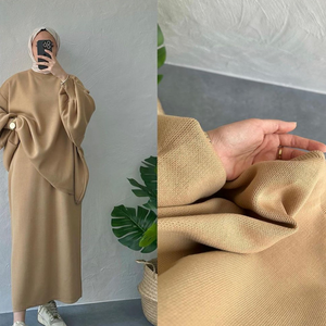 Yeni pamuk kış Co Ord Set kadınlar müslüman mütevazı etek manşet düğmeleri elastik bel dize cepler örme 2 parça Abaya Set - Product Image 2
