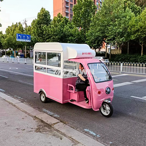 Camion de cuisine mobile électrique rose à trois roues avec cabine fermée et fenêtre de service - Product Image 1