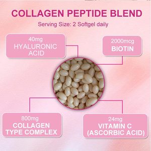 Cápsula de colágeno múltiple Gluta Skin Glow OMEGA 3 Vitamina C Ácido hialurónico multivitamínico biotina Píldoras de colágeno Colágeno Softgel - Product Image 6