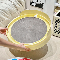 Tapis à gratter pour chat de forme ronde, remplaçable, avec bordure haute, en carton ondulé, pour chats d'intérieur