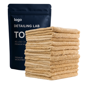 Serviette de detailing OEM sans bords 40x40cm 380GSM en microfibre premium, serviette de séchage automobile 70/30 - Product Image 2