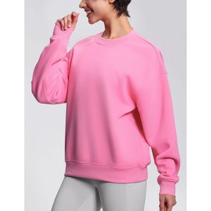 เสื้อสเวตเชิ้ตโอเวอร์ไซส์เนื้อนุ่มสำหรับผู้หญิง คอกลม ทรงหลวม น้ำหนักเบา เสื้อพูลโอเวอร์ ผ้าฟลีซ ระบายอากาศได้ดี ไม่บุซับใน น้ำหนัก 320 กรัม - Product Image 5
