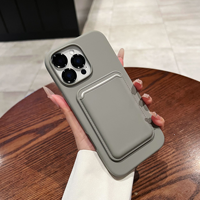 Coques de téléphone magnétiques BAILI Factory Simple Macaron, respectueuses de la peau, avec support de carte, compatibles avec la charge sans fil, en silicone, avec emballage boîte.