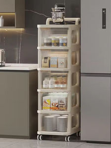 उच्च गुणवत्ता वाली रसोई मंजिल कार्ट भंडारण शेल्फ शेल्फ बाथरूम बहु-परत मोबाइल भंडारण शेल्फ - Product Image 4