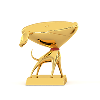 Figurines de chien personnalisées en gros, trophées animaux en métal, chien porte-bonheur, moulage 3D plaqué or