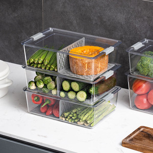 2 ngăn nhựa lưu trữ hộp thực phẩm rửa cống hộp rau tủ lạnh trong suốt lưu trữ <span class=keywords><strong>container</strong></span> cho nhà bếp - Product Image 4
