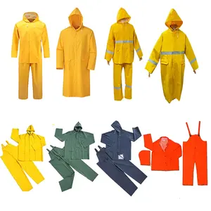 الثقيلة PVC/البوليستر 2-PC Longcoat المطر التعدين العمل الترفيه ملابس ضد المطر ماء