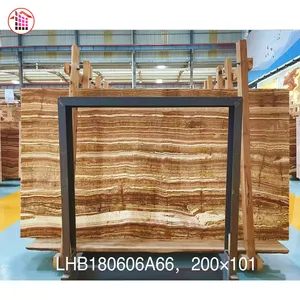 Factory direct low price natural tiger onyx stone turkey stone marble slab tiles brown backlit onyx slab yellow god veins onyx