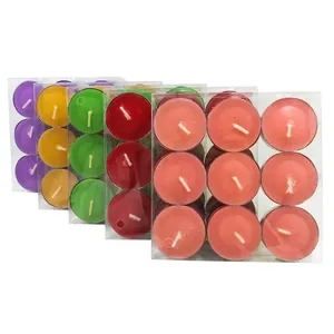 Custom Tea Candles Light Set Of 9pcs Wholesale Tealight Candles In Pvc Box Colorful Flameless Tea Lights Candle