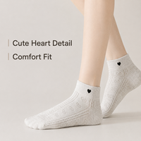 Chaussettes basses invisibles pour femme, printemps-été, fines, ajourées en cœur, respirantes, antidérapantes, tricotées, décontractées et mignonnes pour le quotidien